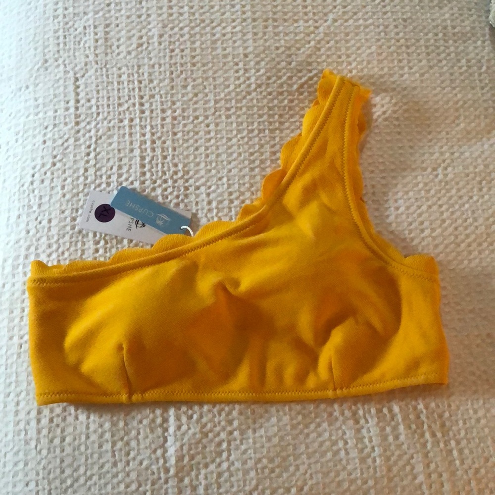 CUPSHE yellow scalloped swim  rain of petals